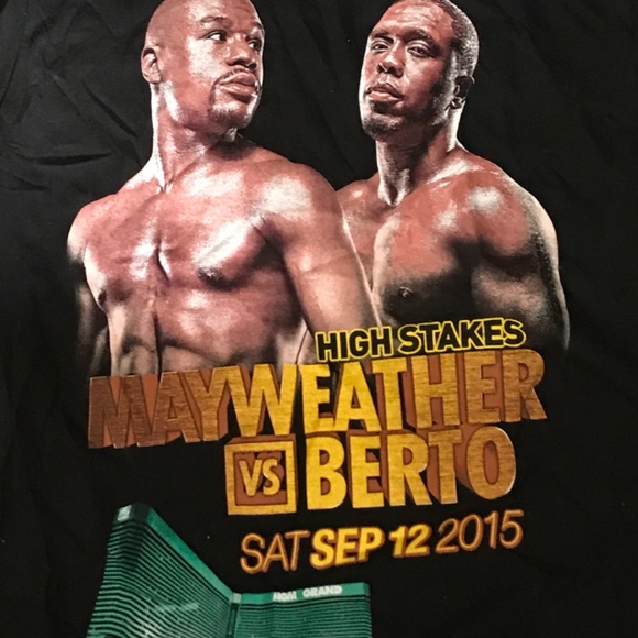 Mens Floyd Mayweather vs Andre Berto Shirt Boxing Las Vegas MGM Grand Sz Medium - Picture 2 of 6